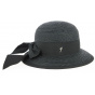 Santornin Black Straw Cloche Hat - Fléchet