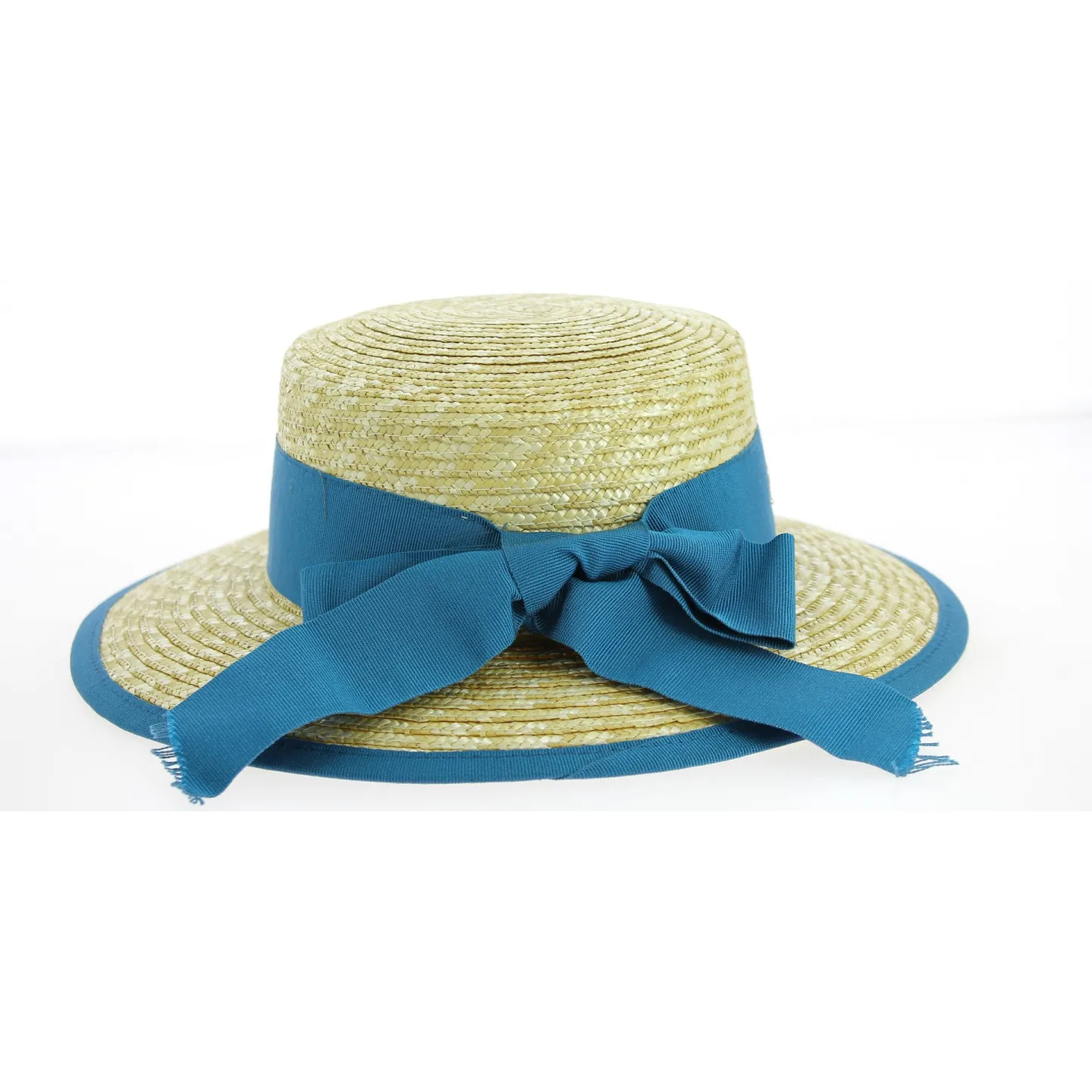 Chapeau Capeline Belleville Paille Naturelle/Bleu- Fléchet Reference : 9482 | Chapellerie Traclet