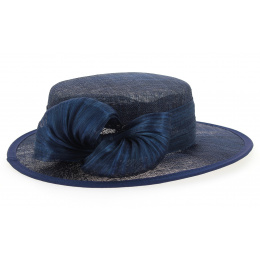 Chapeau de Cérémonie Paille Bleu-Marine - Traclet
