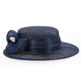Chapeau de Cérémonie Paille Bleu-Marine - Traclet