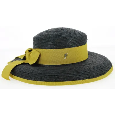 Camopi Wide-Brimmed Black Straw Hat - Fléchet Reference: 9491 | Traclet Hat Shop