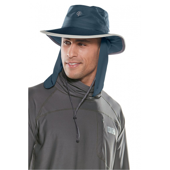 Navy & Gray Neck Cover Hat - Coolibar
