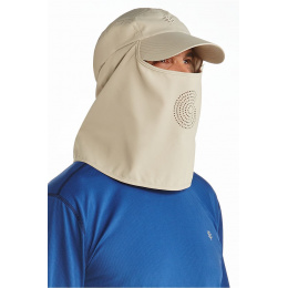 Ultra Sport Cap with Neck & Face Cover Beige - Coolibar