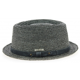 Indian Wells Straw PorkPie Hat Grey - Traclet