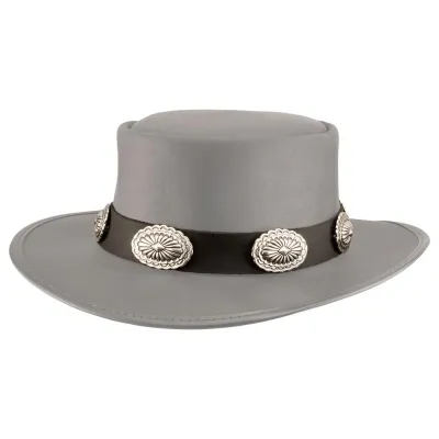 Black Leather Concho Hat Trim Reference: 9555 | Traclet Hat Shop