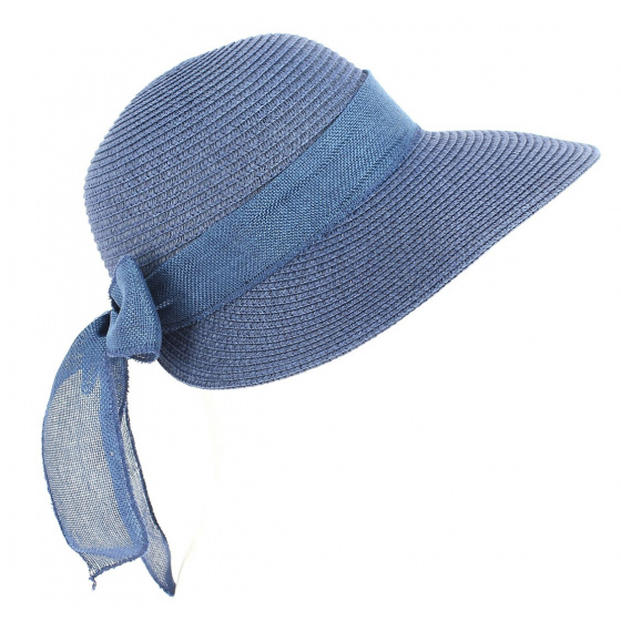 Clara Navy Paper Straw Sun Cap - Traclet