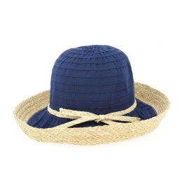 Witney Navy Raffia Cloche Hat - Traclet