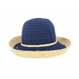 Witney Navy Raffia Cloche Hat - Traclet