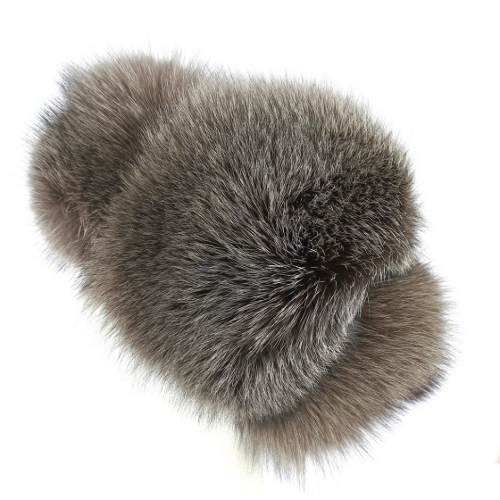 Brown Bluefrost Fox Fur Beanie - Traclet