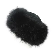 Nastasia Leather & Faux Mink Fur Black Toque - Traclet Reference: 9564 | Traclet Hat Shop