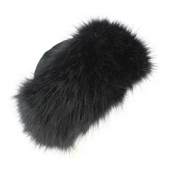 Nastasia Leather & Faux Mink Fur Black Toque - Traclet