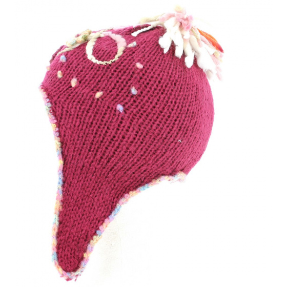 Cherry Peruvian beanie for girls