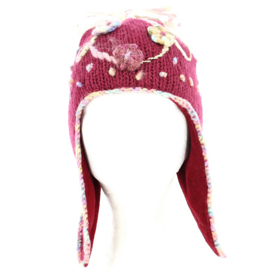 Cherry Peruvian beanie for girls