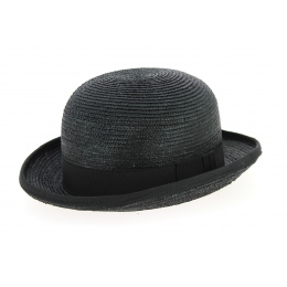 Black Straw Bowler Hat