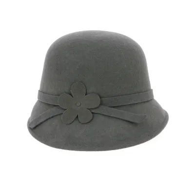 Angelina Gray Wool Felt Cloche Hat - Traclet Reference: 9624 | Traclet Hat Shop