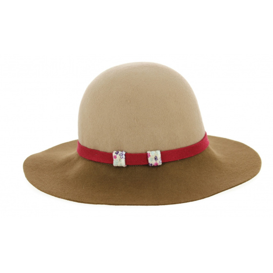 Camel Wool Felt Wide Brim Hat - Traclet
