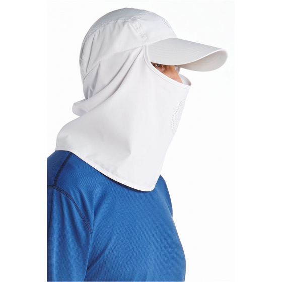 Ultra Sport cap with neck & face cover White- Coolibar