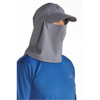 Casquette Ultra Sport cache-nuque & cache-visage Gris- Coolibar Reference : 9633 | Chapellerie Traclet