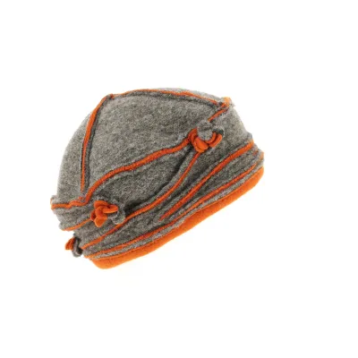 Toque Ilda Laine Marron & Orange- Traclet  Reference : 9619 | Chapellerie Traclet
