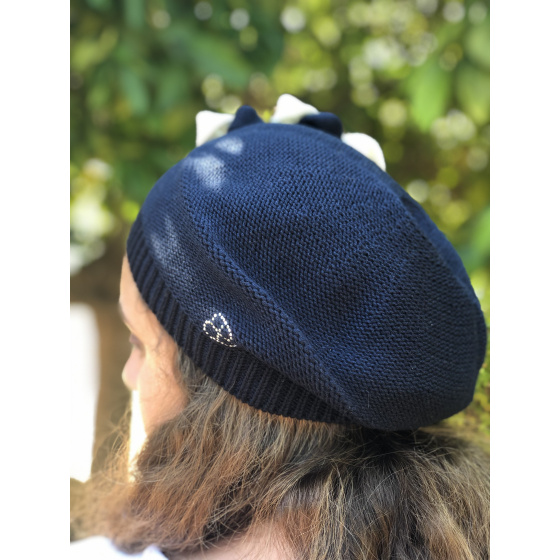 Irma Cotton Flower Black Beret - BeBeret Irma Cotton Flower Black Beret - BeBeret