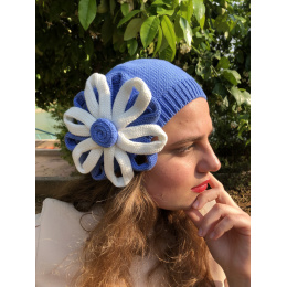 Irma Blue Flower Cotton Beret- BeBeret