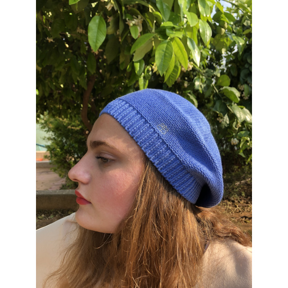 Irma Cotton Flower Blue Beret - BeBeret