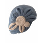 Leïla Cotton Beret Blue & Pink Flower - BeBeret