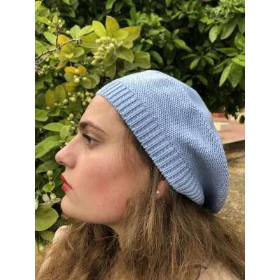 Béret Sacha Coton Bleu Ciel- BeBeret Reference : 9659 | Chapellerie Traclet