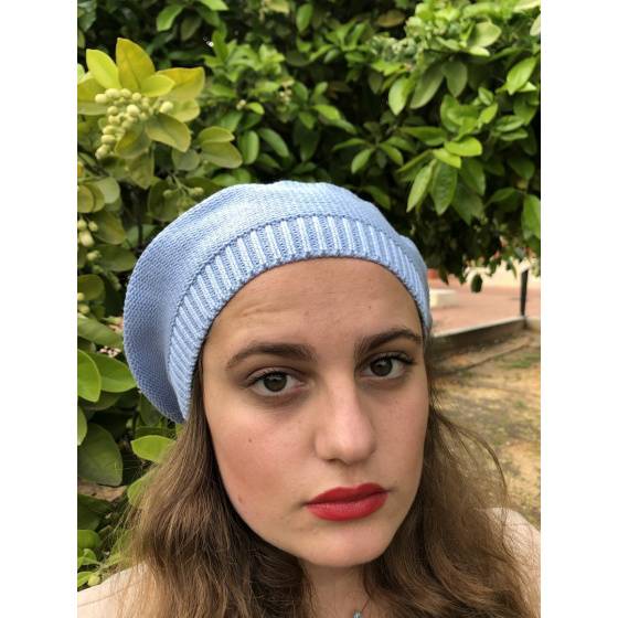 Béret Sacha Coton Bleu Ciel- BeBeret Béret Sacha Coton Bleu Ciel- BeBeret