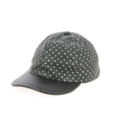 Black Leather Borchiata Baseball Cap - Traclet  Reference: 9363 | Traclet Hat Shop