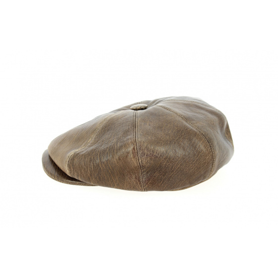 Casquette 8 Côtes Buffalo Cuir Vieilli Marron- Traclet