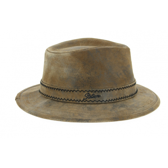 Brown Leather Traveller Madras Hat - Stetson Brown Leather Traveller Madras Hat - Stetson
