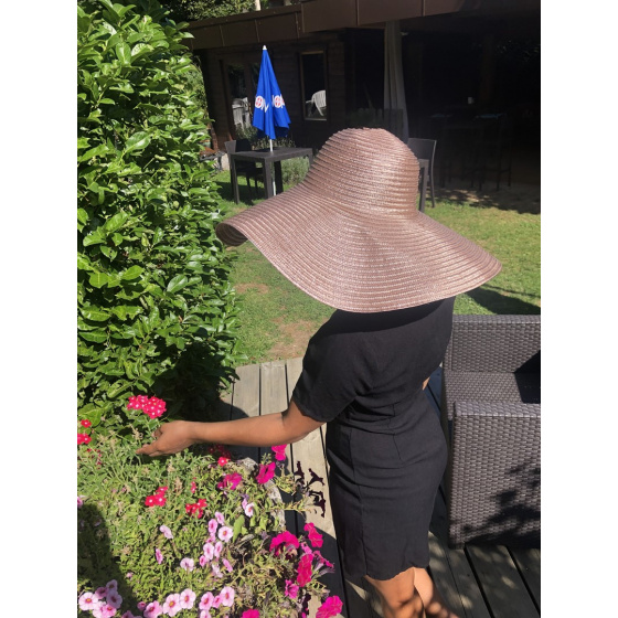 Thonon Metallic Pink Wide-Brim Hat - Traclet