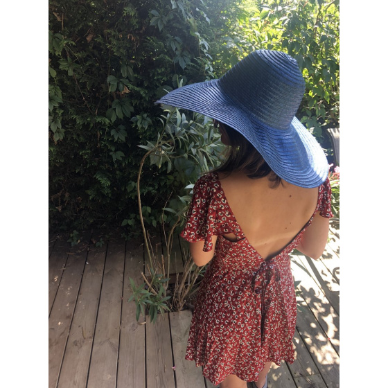 Metallic Navy Blue Thonon Wide Brim Hat - Traclet