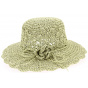 Michela Green Paper Straw Wide Brim Hat - Traclet