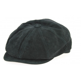 Black Leather Hatteras Newsboy Cap - Aussie Apparel