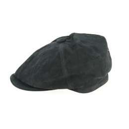 Black Leather Hatteras Newsboy Cap - Aussie Apparel