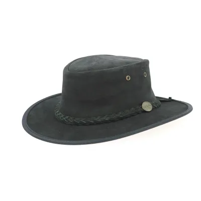 Chapeau Australien Foldaway Suede Noir - Barmah Reference : 9745 | Chapellerie Traclet