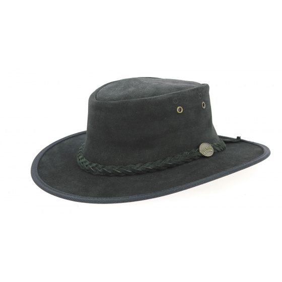 Black Foldaway Suede Australian Hat - Barmah