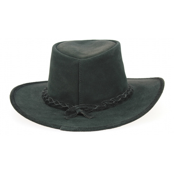 Black Leather Traveller Swagman Hat - Bc Hats Black Leather Traveller Swagman Hat - Bc Hats