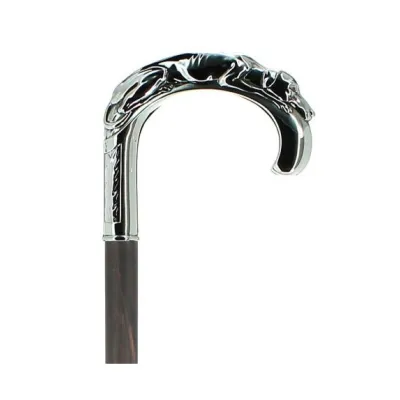 Curved cane with lying dog Reference: 1607 | Chapellerie Traclet