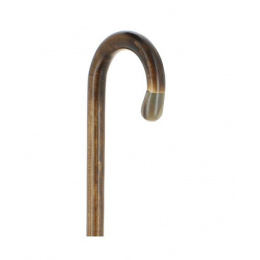 Dark Flamed Curved Cane With Horn Ball - Fayet