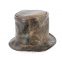 Chapeau haut de forme Steampunk cuir marron - Traclet