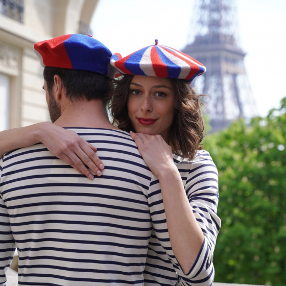 Blue/Off-white/Red Supporter Beret - The French Beret