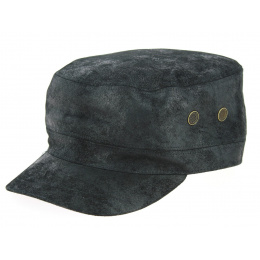 Black Leather Army Cap Rooten - Aussie Apparel