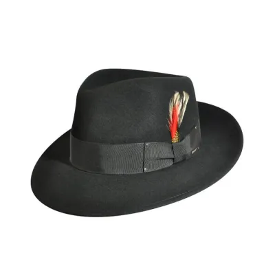 Black LiteFelt® Fedora Hat - Bailey Reference: 901 | Traclet Hat Shop
