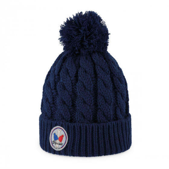 Navy Blue Gstaad Pom-Pom Beanie - Pipolaki