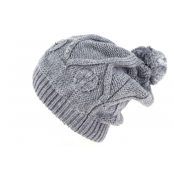 Long Pom Pom Beanie Birama Blue - Traclet