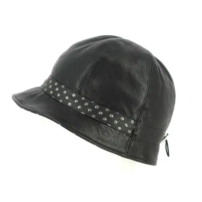 Black Leather Inforchia Cloche Hat - Traclet Reference: 9678 | Traclet Millinery