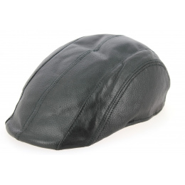 Brindisi Black Leather Flat Cap - Crambes